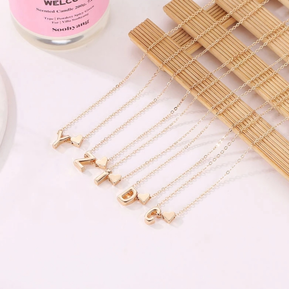 Heart Letter Collar Stacking Layering Pendant - Picture 4 of 9